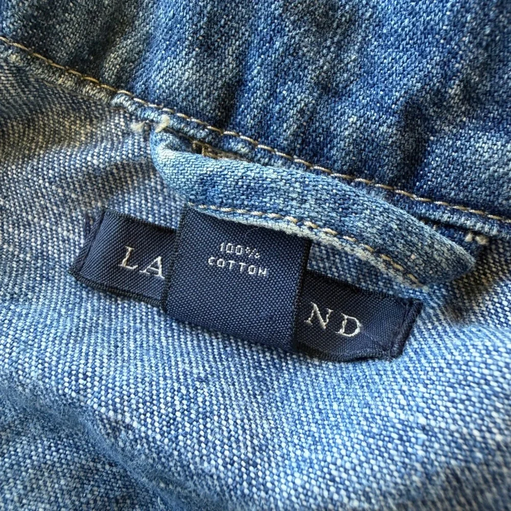 Lands End Kids Size 8 Blue Denim Jean Jacket Cotton Trucker Button Front